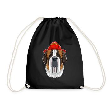 Firefighter Saint Bernard Canine Handler I - Drawstring Bag - black - Front