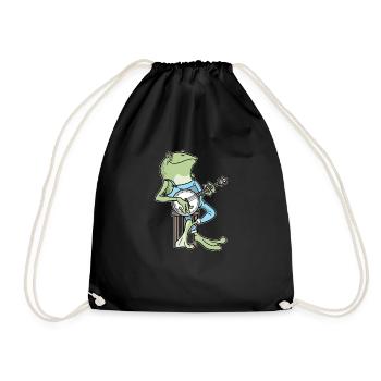 Cottagecore Aesthetic Frosch Banjo Fairycore - Turnbeutel - Schwarz - Vorne