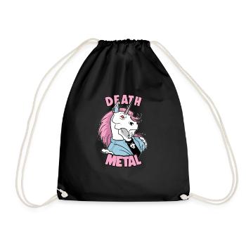Death Metal Einhorn Einhörner Schlagzeuger - Turnbeutel - Schwarz - Vorne