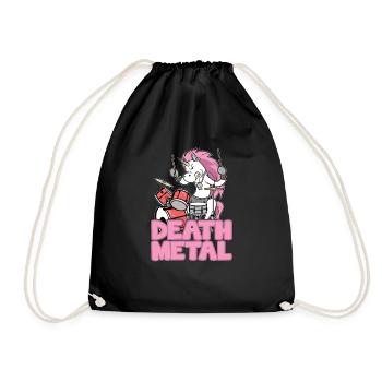 Death Metal Einhorn Einhörner Schlagzeuger - Turnbeutel - Schwarz - Vorne