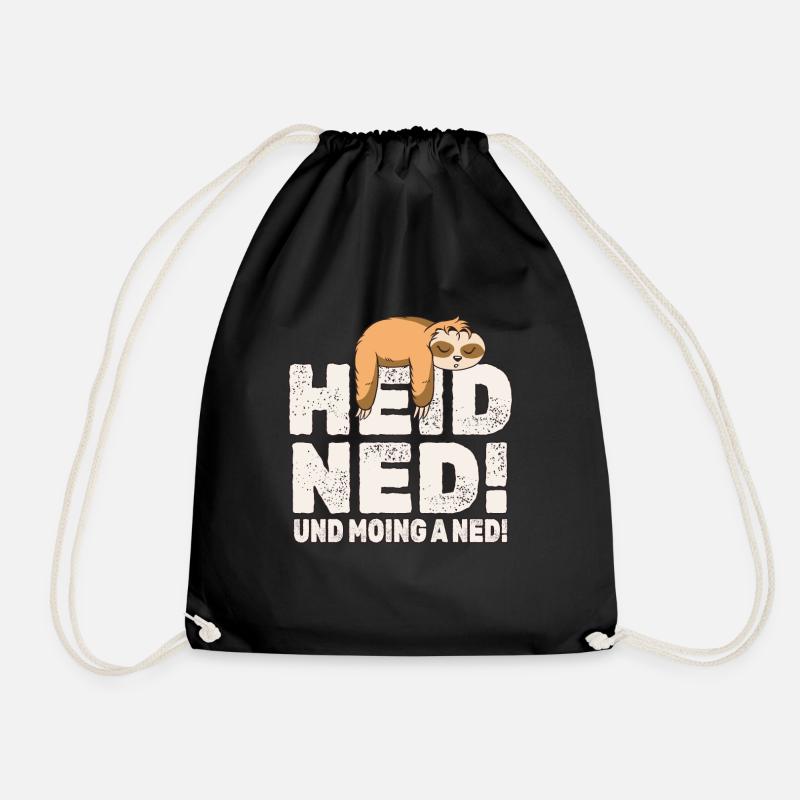 Faultier Hei Ned und ming a ned - Turnbeutel - Schwarz