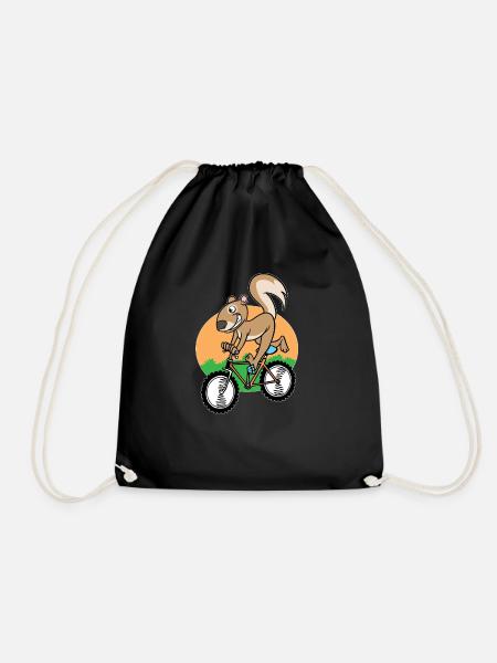 Eichhörnchen Fahrrad Streifenhörnchen - Turnbeutel - Schwarz