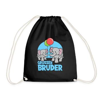 Großer Bruder Elefanten - Turnbeutel - Schwarz - Vorne