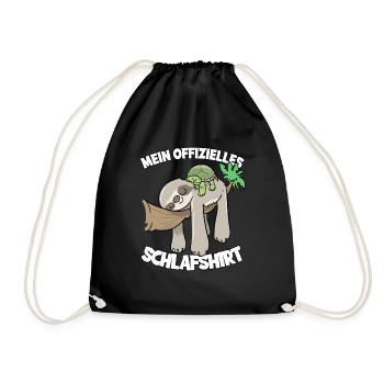 Mein Offizielles Schlafshirt Faultier Schildkröte - Turnbeutel - Schwarz - Vorne