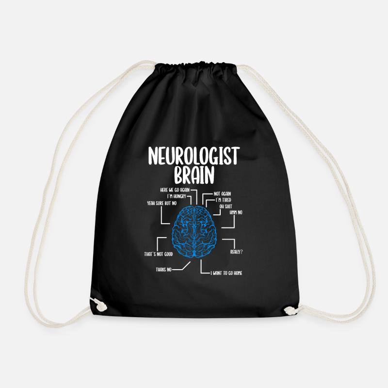 Neurologist Brain Neurology Scientist Neuroscience - Drawstring Bag - black