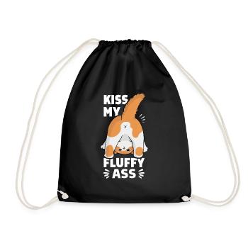 Kiss My Fluffy Butts - Drawstring Bag - black - Front