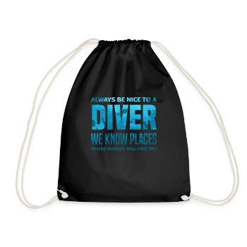 Diving Divers Funny Diver Gift - Drawstring Bag - black - Front