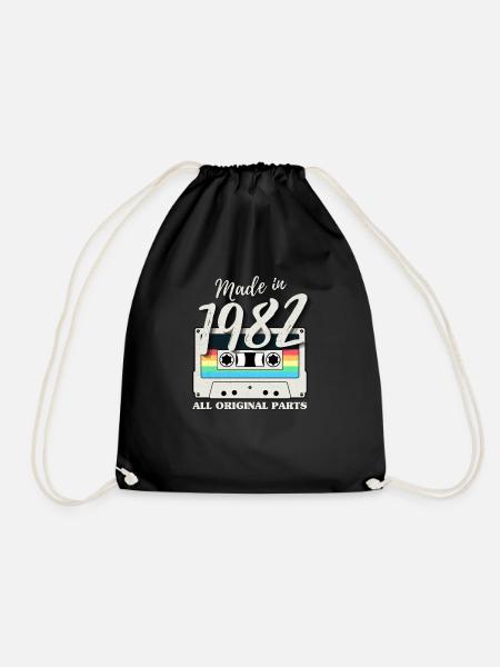 Vintage Jahrgang 1982 Kassette Geburtstag Retro - Turnbeutel - Schwarz