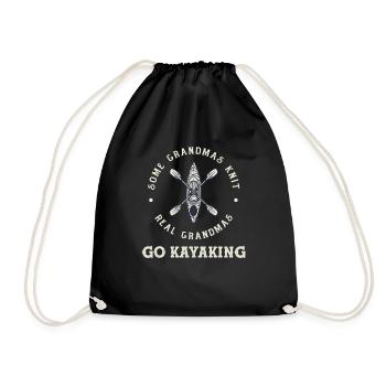 Kayak Grandma - Drawstring Bag - black - Front