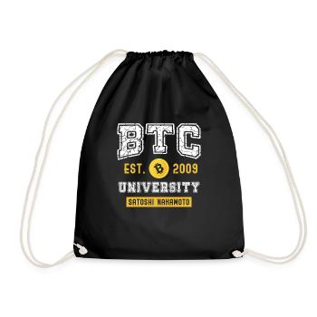 BTC Bitcoin University Satoshi Nakamoto - Drawstring Bag - black - Front