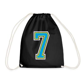 Number number 7 in blue - Drawstring Bag - black - Front