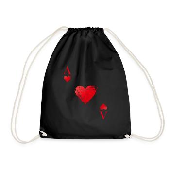 Jeu de cartes à jouer à l’as des cœurs - Sac de sport léger - noir - Devant