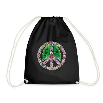 Frieden symbol, Peacezeichen Earth Day Pflanzen - Turnbeutel - Schwarz - Vorne