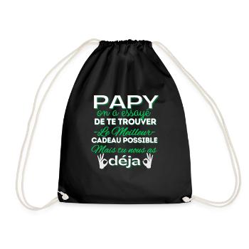 Papy Grand-père Fête Des Pères Cadeau Anniversaire - Turnbeutel - Schwarz - Vorne