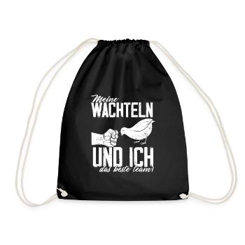 Meine Wachteln und ich - Das Beste Team! Wachtelha - Turnbeutel - Schwarz - Vorne