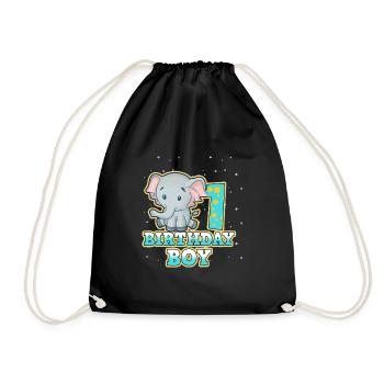 1st birthday - Drawstring Bag - black - Front