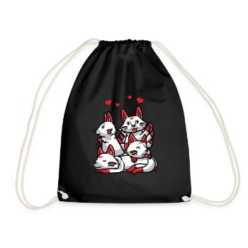 Kitsune Anime Japanisch Fuchs Kawaii - Turnbeutel - Schwarz - Vorne