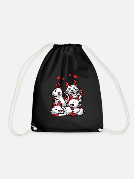 Kitsune Anime Japanisch Fuchs Kawaii - Turnbeutel - Schwarz