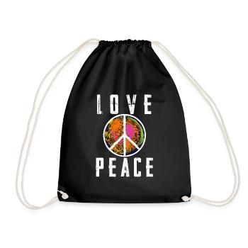 Flower Power 60s 70s - Love Freedom 2 - Turnbeutel - Schwarz - Vorne