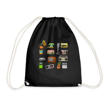 Enregistreur à cassette vinyle rétro des années 80 - Sac de sport léger - noir - Devant