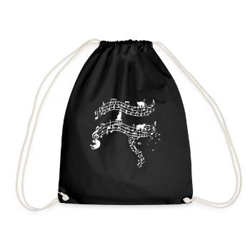 Cute cats kittens musical note clef - Turnbeutel - Schwarz - Vorne