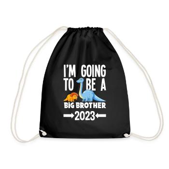 I'm Going to Be a Big Brother 2023 Dino Dinosaur - Drawstring Bag - black - Front