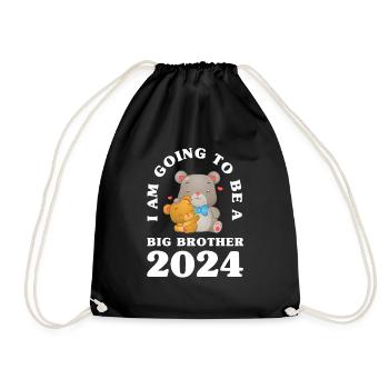 Je serai un grand frère 2024 ours - Sac de sport léger - noir - Devant
