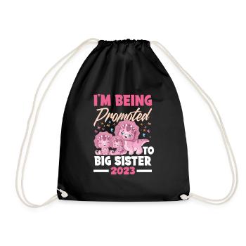 I'm Going to Be Big Sister 2023 Dinosaur Dino - Drawstring Bag - black - Front