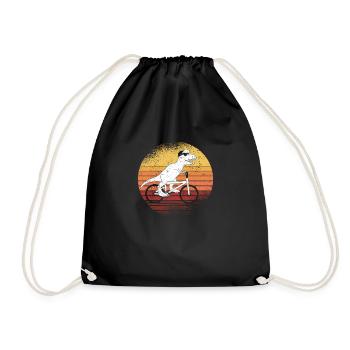 Bicycle T-Rex Lover Bicycle Motocross Dinosaur - Drawstring Bag - black - Front