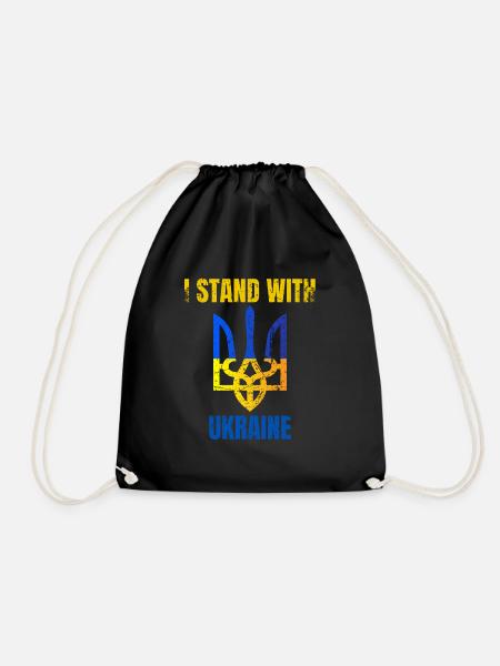 Ich Stehe Mit Ukrainischer Vintager Ukraine-flagge - Turnbeutel - Schwarz