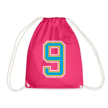 Number 9 Blue design - Drawstring Bag - fuchsia - Front