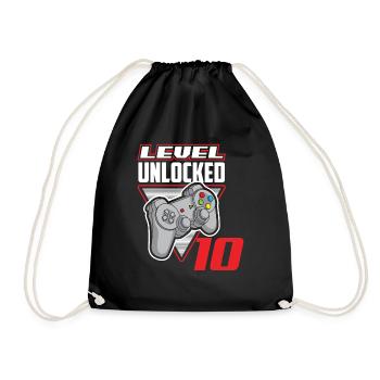 10th Birthday Boy Birthday Gamer Gaming - Drawstring Bag - black - Front