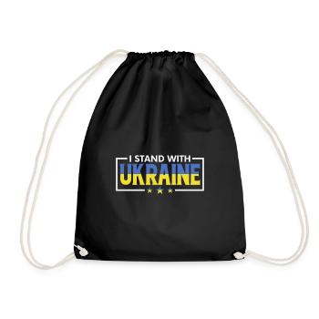 I stand with Ukraine Solidarity with Ukraine - Drawstring Bag - black - Front