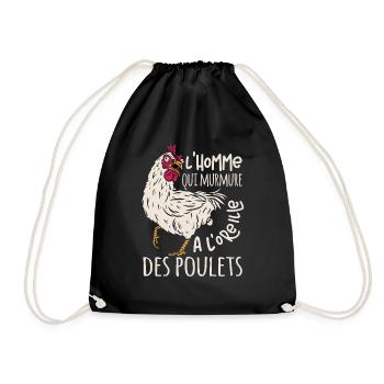 L'homme Qui Murmure Poulets Humour Poules Cadeau - Sac de sport léger - noir - Devant