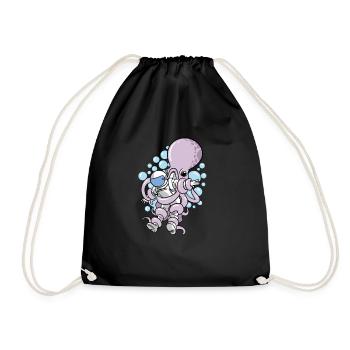 Großer Oktopus Tintenfisch Kraken frisst Astronaut - Turnbeutel - Schwarz - Vorne
