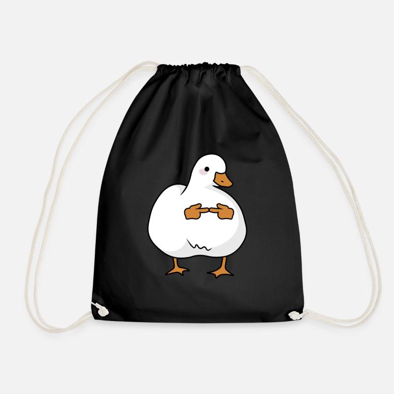 Shy cute goose - Drawstring Bag - black