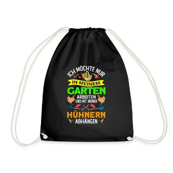 Gärtner Geschenk - im Garten arbeiten Hühnern - Turnbeutel - Schwarz - Vorne