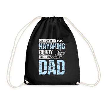 My kayak duddy calls me dad - Drawstring Bag - black - Front