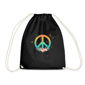 Faites la paix et non la guerre - Logo de la paix avec Rose - Sac de sport léger - noir - Devant