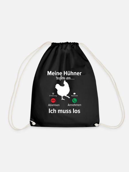 Meine Hühner Rufen An Ich Muss Los Landwirt - Turnbeutel - Schwarz