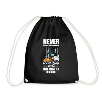 Funny Chemistry Student Chemist Cat - Drawstring Bag - black - Front