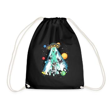 Drôle de dire Cat UFO Alien Cat Love - Sac de sport léger - noir - Devant
