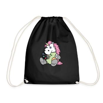 Pastel Goth Voodoo Unicorn Kawaii - Drawstring Bag - black - Front