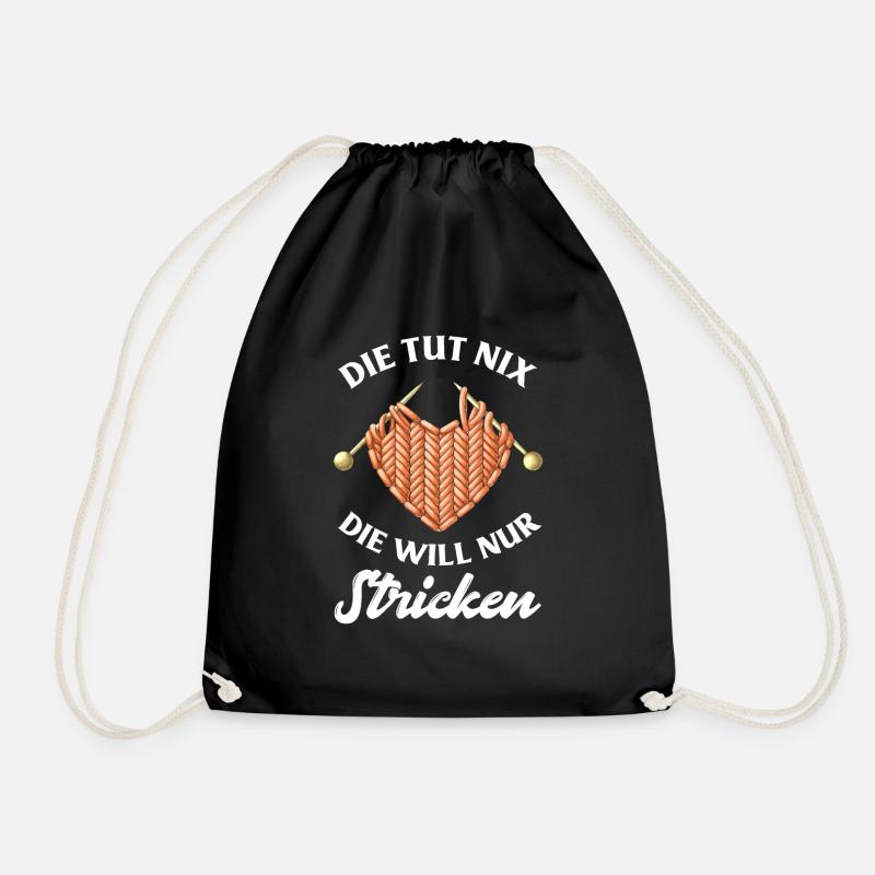 Die Tut Nix Die Will Nur Stricken Stricknadel - Turnbeutel - Schwarz