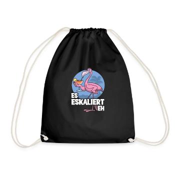 Es Eskaliert Eh Flamingo JGA Polterabend - Turnbeutel - Schwarz - Vorne