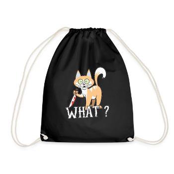 What? Cat Knife Halloween - Drawstring Bag - black - Front