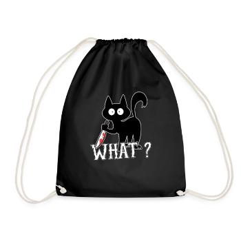 What? Cat Knife Halloween - Drawstring Bag - black - Front