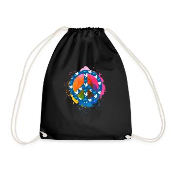 Make Peace not War - Peace Sign - Peace - Drawstring Bag - black - Front