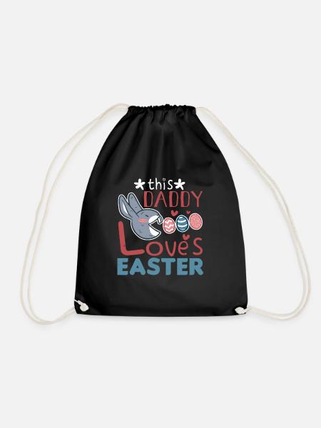 Daddy Loves Easter Hase Egg Ostersonntag - Turnbeutel - Schwarz