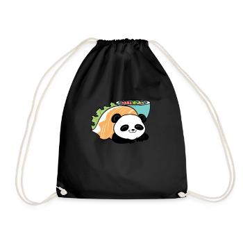 Kawaii Anime Sushi Panda Pandabär - Turnbeutel - Schwarz - Vorne